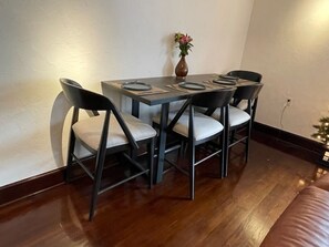 New wood dining table and chairs 