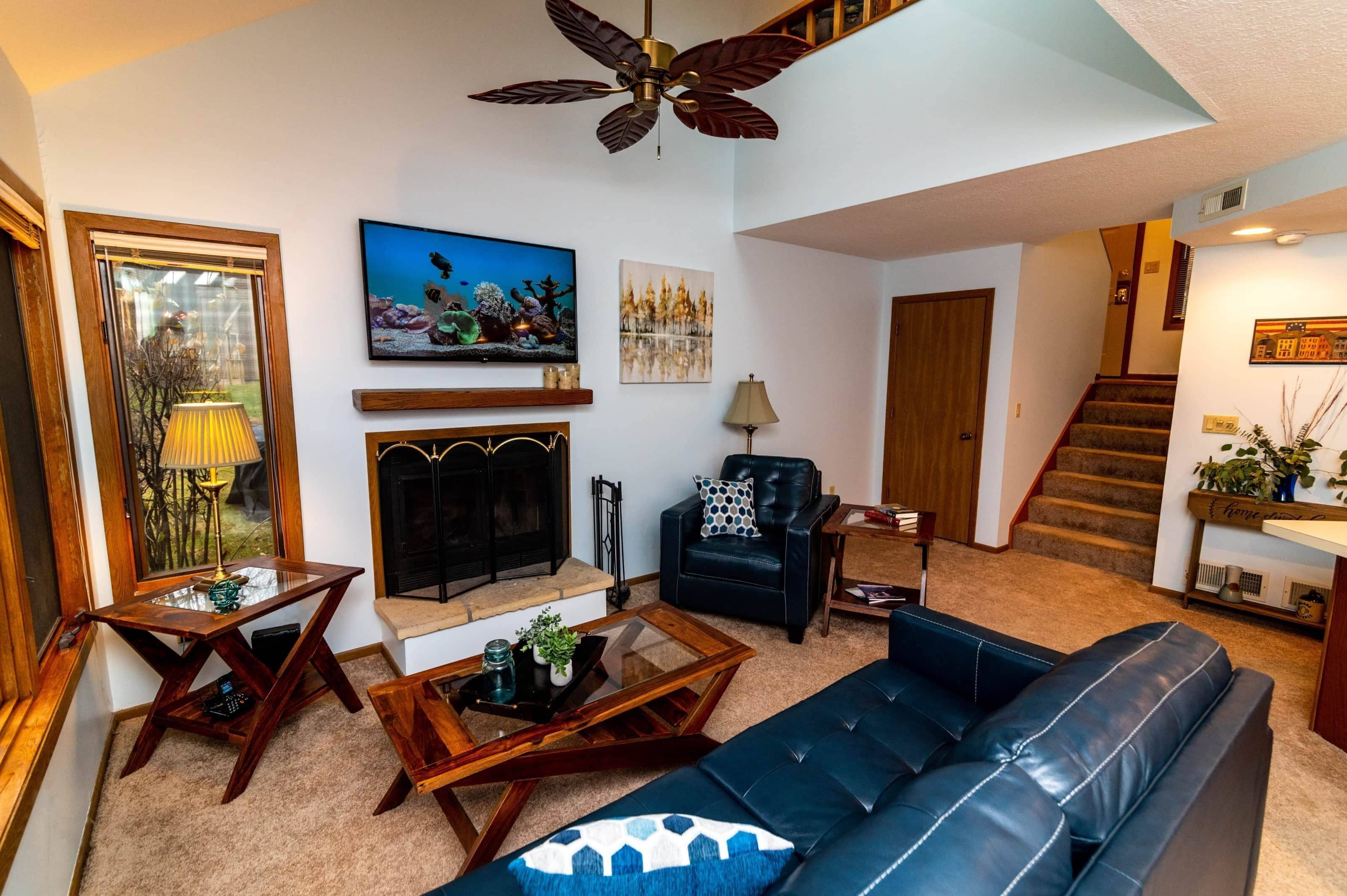 スマートテレビ、暖炉、DVD プレーヤー、卓球台