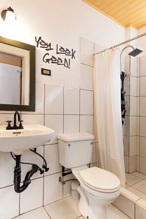 Chuveiro, chuveiro com efeito de chuva, secador de cabelo 