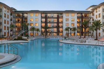 Outdoor pool, pool umbrellas