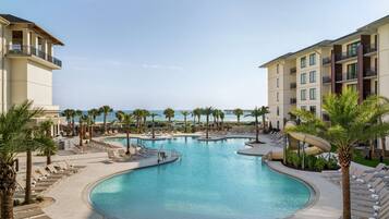 Outdoor pool, open 8:00 AM to 5:00 PM, pool umbrellas