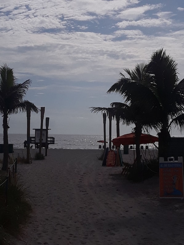 Plage, chaises longues, serviettes de plage