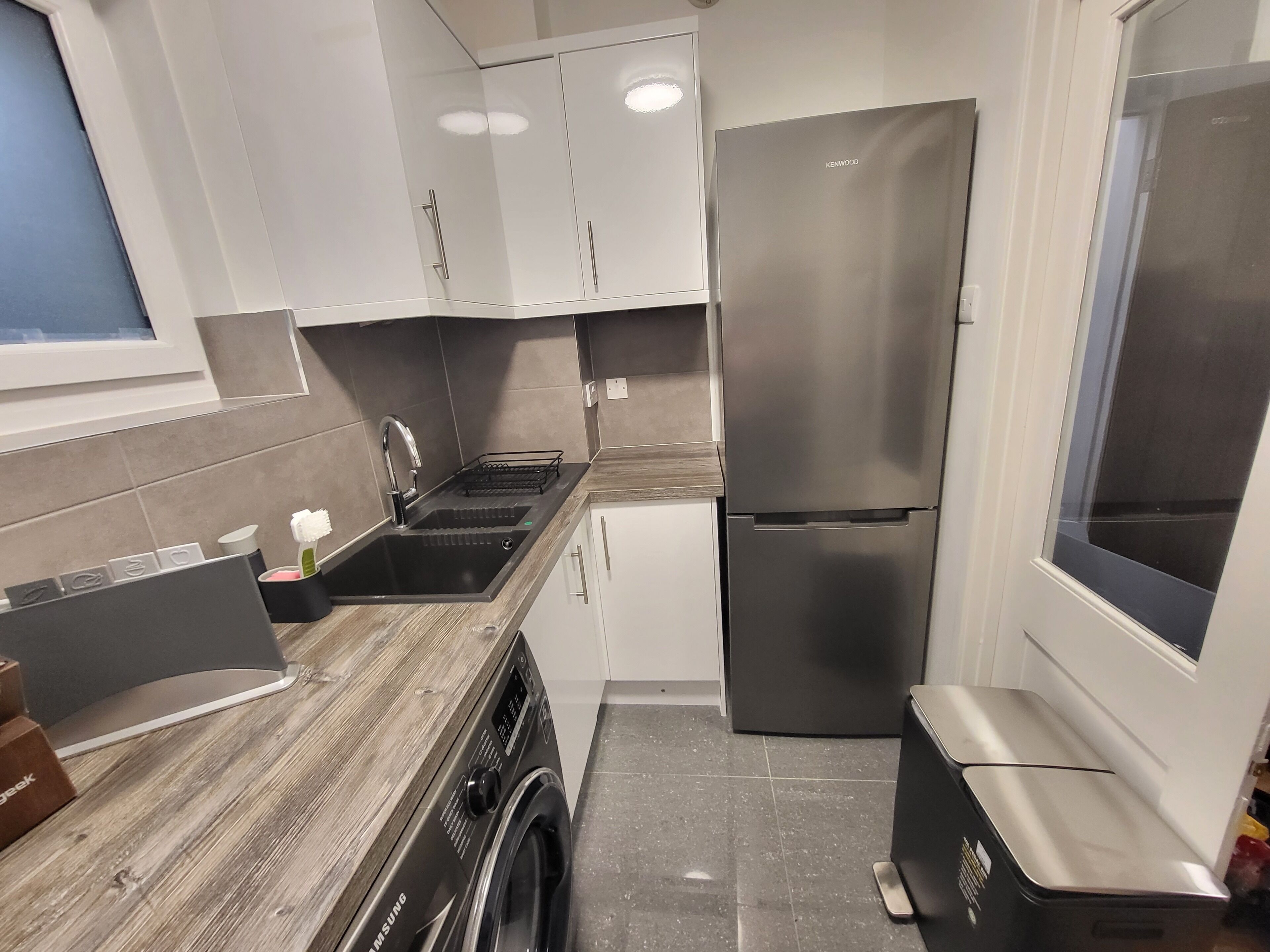 Fridge, dining tables