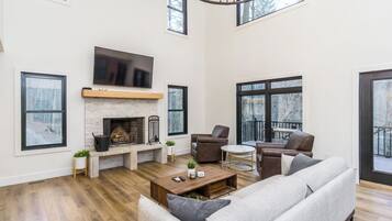 TV, fireplace, video games