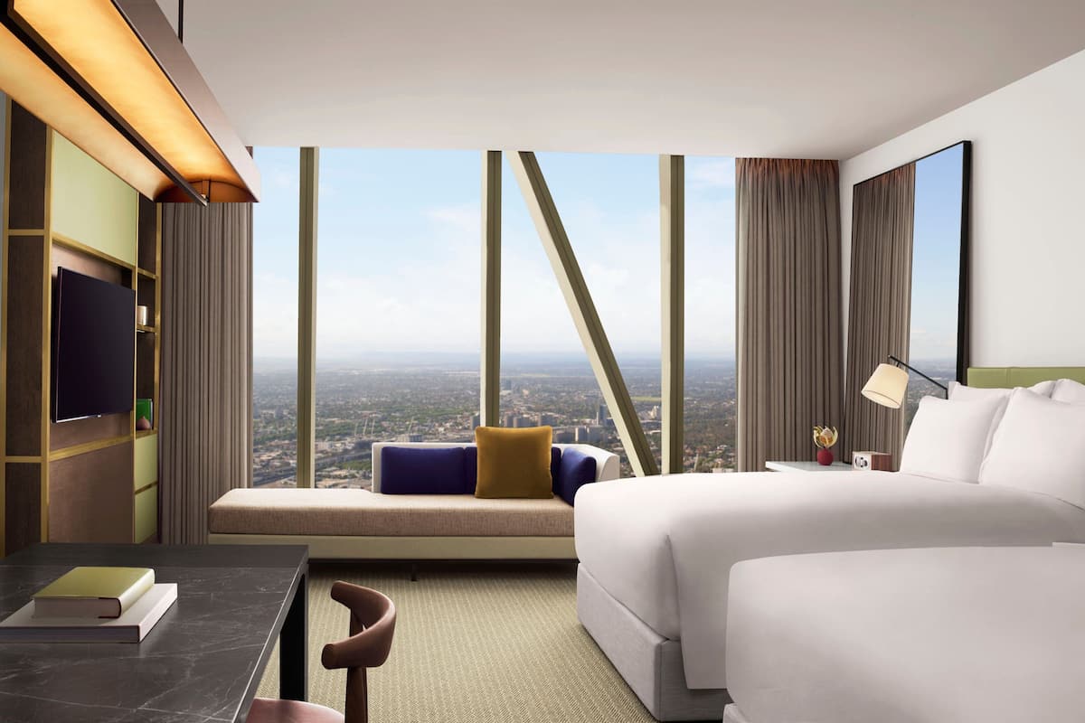 Chambre « Premier », 2 lits doubles, vue ville | 1 chambre, draps italiens Frette, literie de qualité supérieure