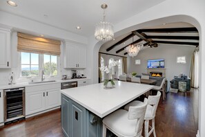 Fridge, microwave, stovetop, high chair