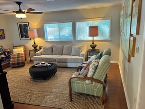 Een smart-tv, boeken en een muziekbibliotheek