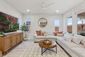 Smart TV, fireplace, video games