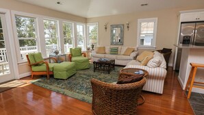 TV, DVD player - Sound Reflections - 4 BR Soundside home in Monteray Shores Corolla w/Private Pool (Corolla)
