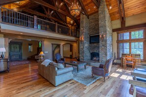 TV, fireplace, foosball, offices