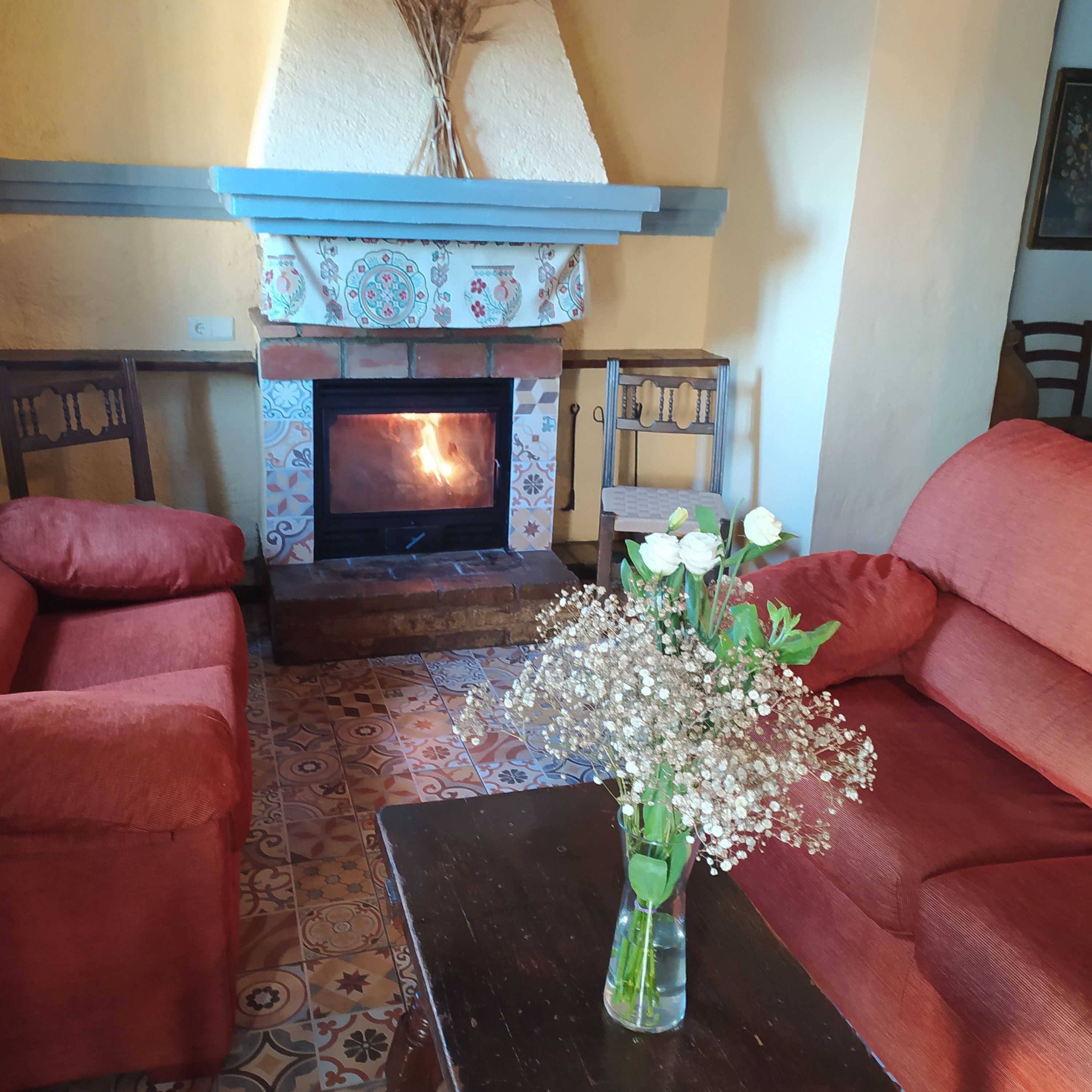 Televisie en een open haard