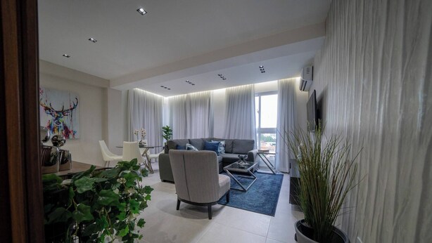 Apartment, 1 Bedroom, Accessible, Smoking | Living room - Goistay Downtown 1br Cozy Stylish Sleeps4,wifi,gym Jacuzzi D7 (Santo Domingo)