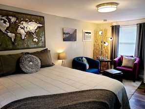 Desk, iron/ironing board, travel crib, free WiFi