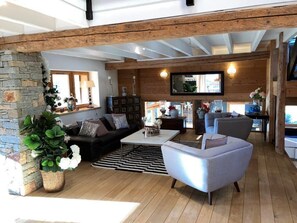 TV connectée, cheminée, jeux vidéo, lecteur de DVD