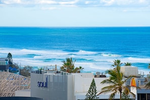 A coastal view with a building labeled 'soul' and palm trees.