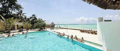 On the beach, white sand, beach bar