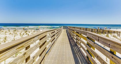 Orange Beach Gulf-Front 2BR • Sleeps 5 • High-Top Balcony Table • Pool • Boats