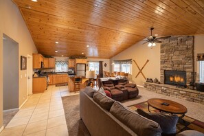 Télévision, cheminée, lecteur de DVD