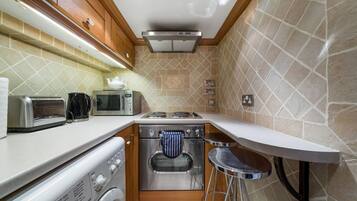 Fridge, microwave, oven, electric kettle