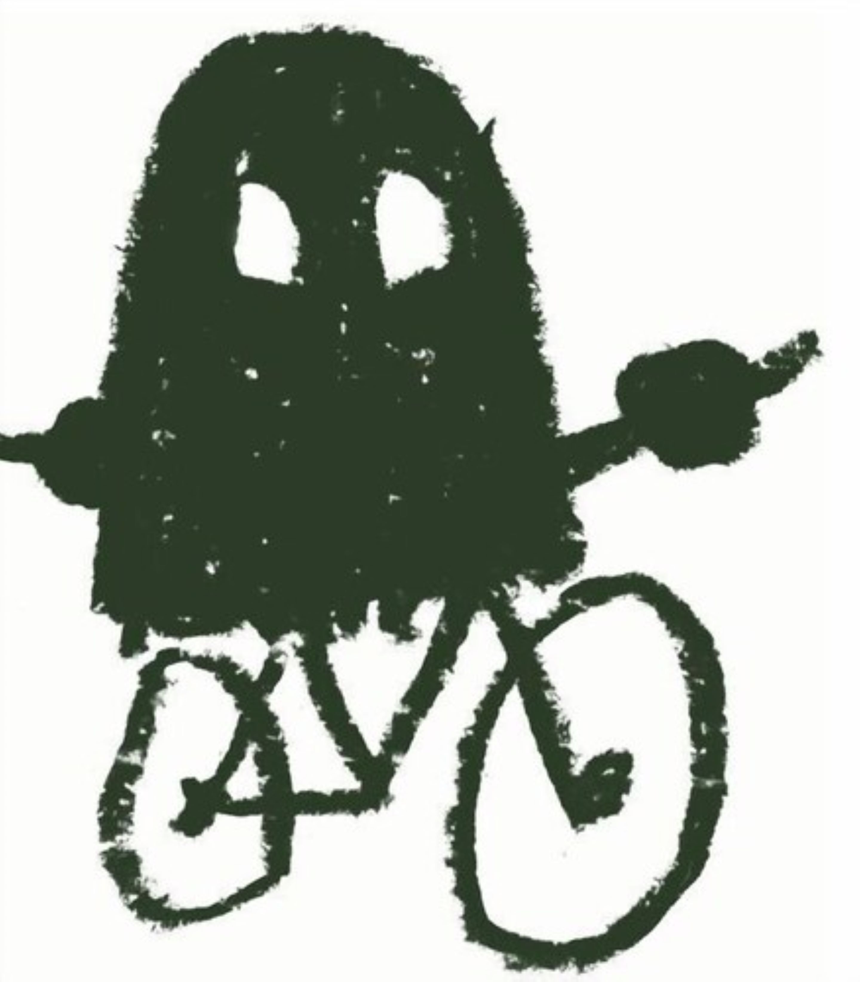 Un dibujo sencillo en blanco y negro de una bicicleta.