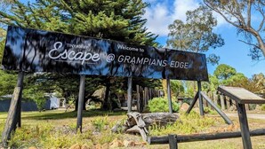 A welcome sign at Grampians Edge. - "Timboon" Tiny House 10 - Escape @ Grampians' Edge (Dadswells Bridge)