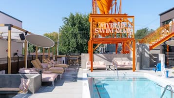 Outdoor pool, free pool cabanas, pool umbrellas