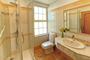 Hair dryer, towels, toilet paper