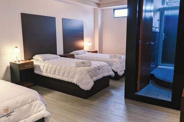 Premium bedding, down comforters, desk, laptop workspace