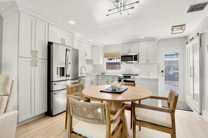 Fridge, dishwasher, coffee/tea maker, toaster