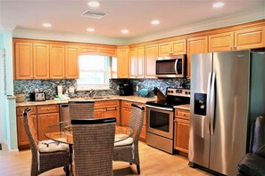Fridge, dishwasher, coffee/tea maker, toaster
