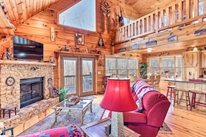 TV, fireplace, table football - Wheelchair-Accessible Murphy Cabin w/ Fire Pit! (Murphy)