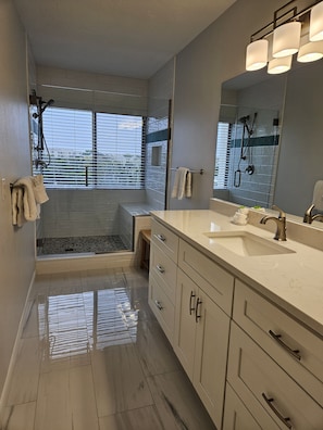 Hair dryer, towels