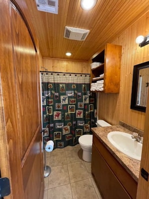 Combined shower/bathtub - Antler Ridge Cabin #4 (Sulphur)