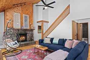 TV, fireplace, smart speakers, streaming services