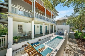 Terrace/patio - Bon Temps & Beau Soleil | Sleeps 20, Private Pool, Steps to Beach! (Rosemary Beach)