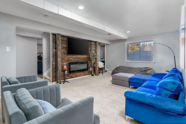 Smart TV, fireplace, video games, table football