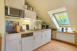 Kühlschrank, Mikrowelle, Herdplatte, Geschirrspüler