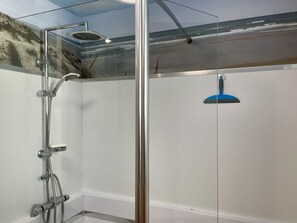 Shower, towels, soap, toilet paper - Cozy vacation home with beautiful pool, terrace and garden (Le Porge)