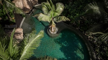 Outdoor pool, pool loungers