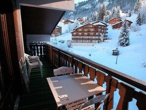 Outdoor dining - Family apartment, close to town, with WIFI and parking (Châtel)