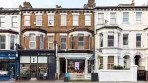 A row of terraced houses with a barbershop, pet pavilion, and a basement store. - Amazing Flat in Battersea (London)