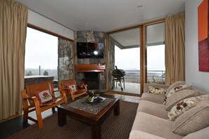 Téléviseur, foyer, lecteur de DVD, livres