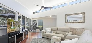 TV, DVD player, books