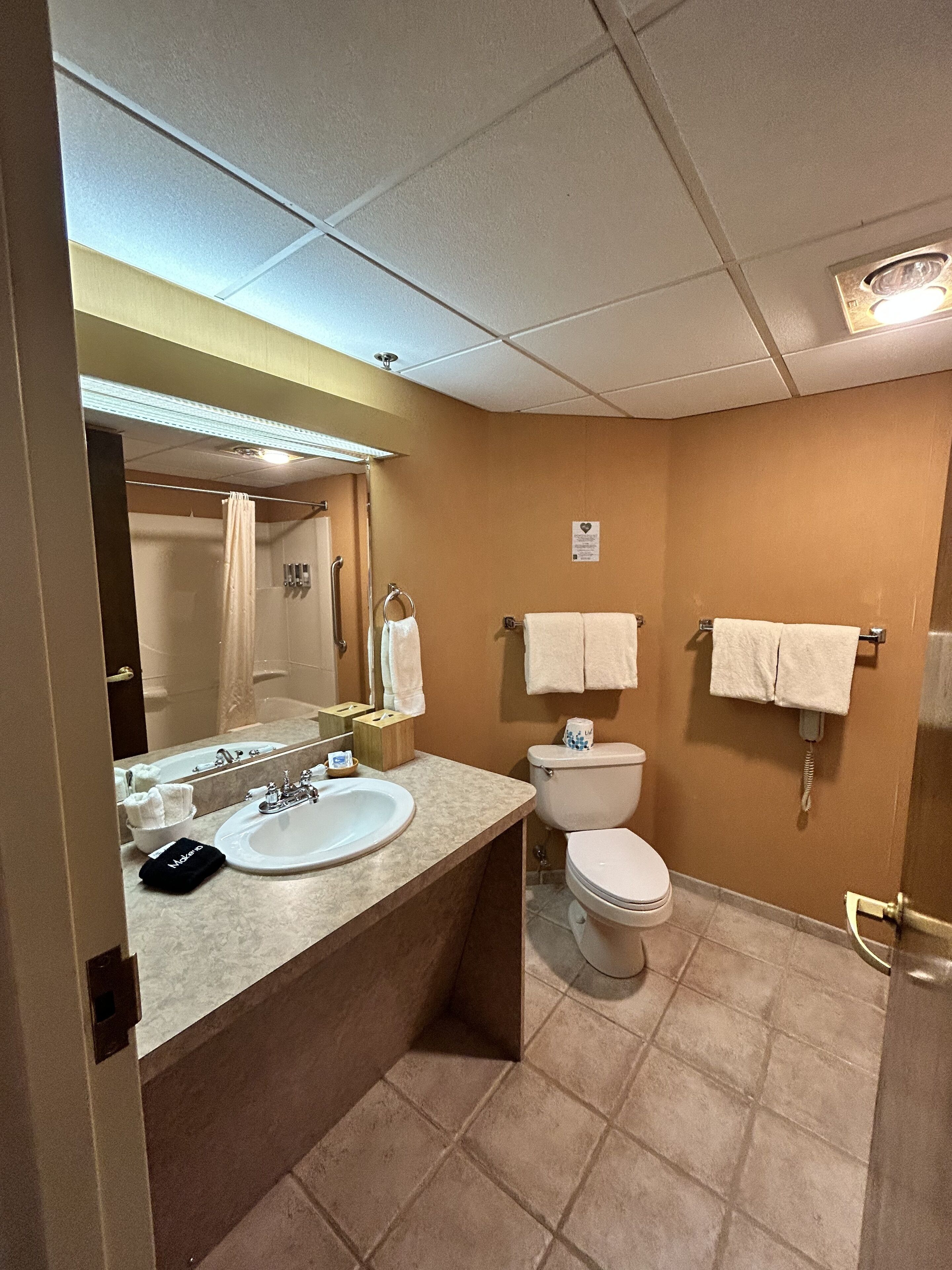 A bathroom with a sink, mirror, toilet, and towel rack.