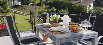 bright apartment with a large sun terrace and access to the garden