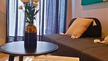 City Studio | Living area | 50-inch Smart TV with digital channels, TV