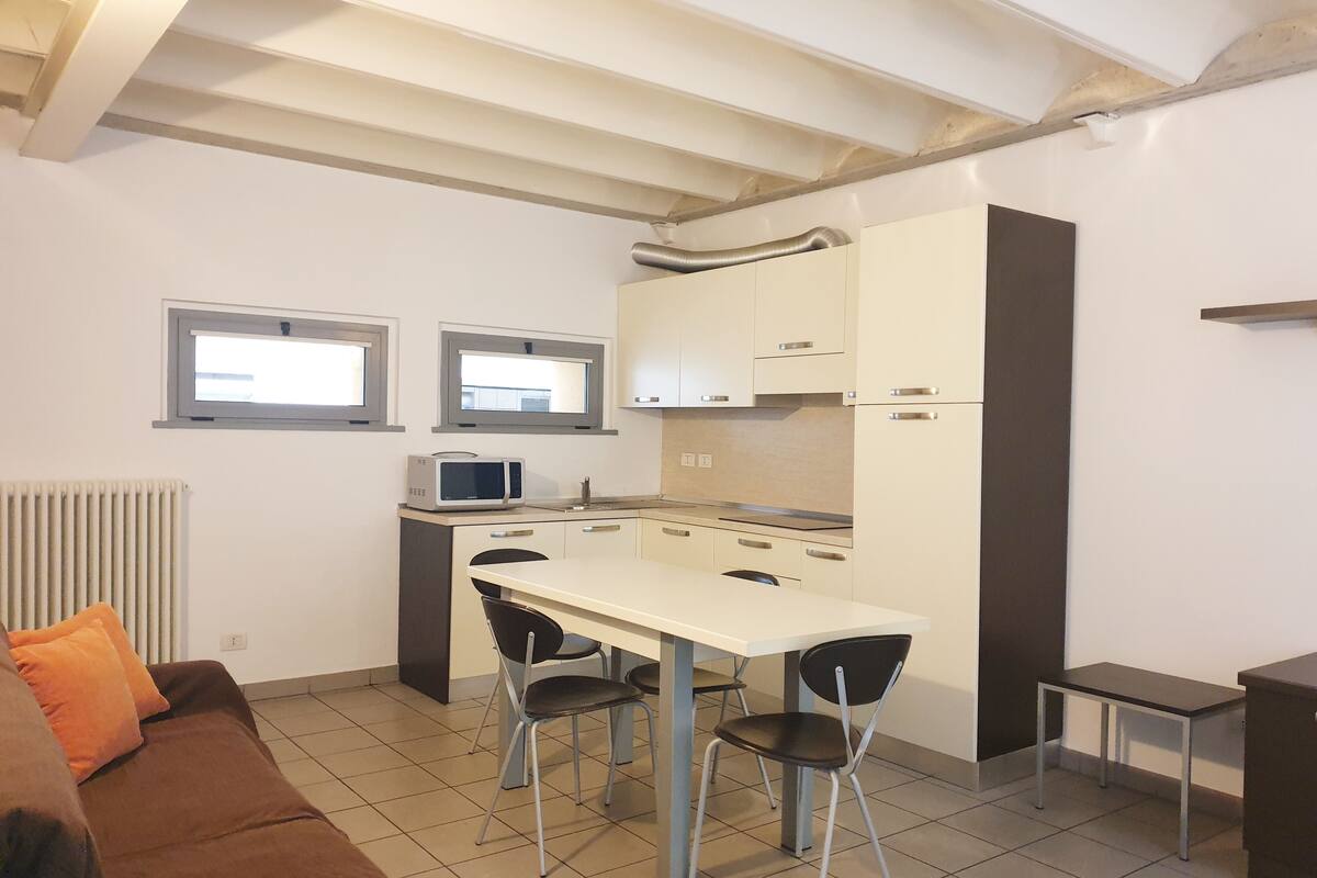 Apartamento básico, 1 quarto | Cozinha privada | Geladeira grande, micro-ondas, cooktop