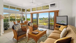 Flat-screen TV, books