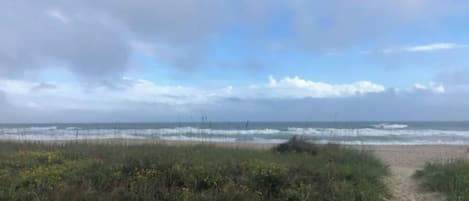 Beach nearby, sun-loungers