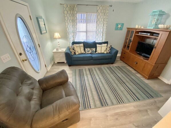 TV, DVD player, books